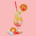 Iced orange and cherry cocktail